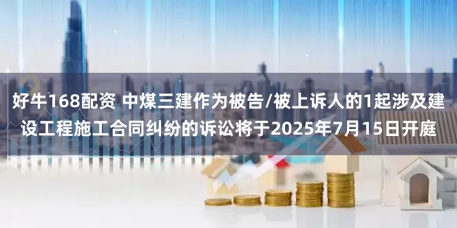 好牛168配资 中煤三建作为被告/被上诉人的1起涉及建设工程施工合同纠纷的诉讼将于2025年7月15日开庭