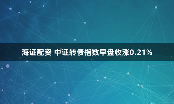 海证配资 中证转债指数早盘收涨0.21%